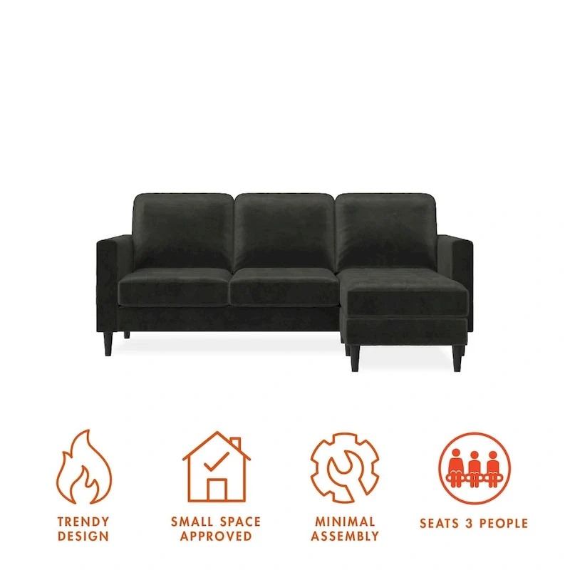 CosmoLiving by Cosmopolitan Strummer Reversible Sectional Sofa Couch