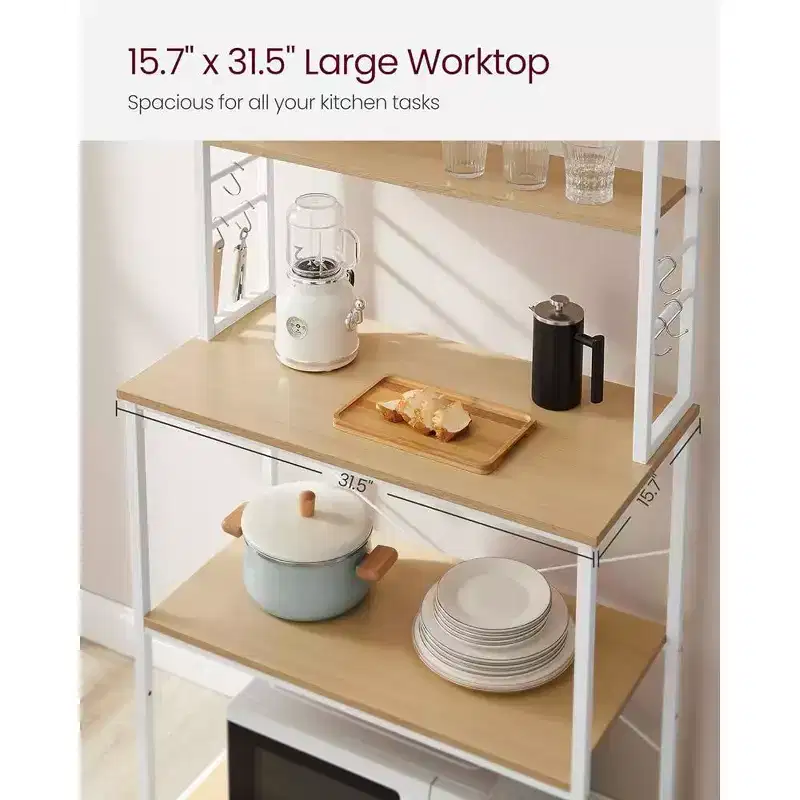 Baker's Rack Microwave Oven Stand – Kitchen Tall Utility Storage Shelf
