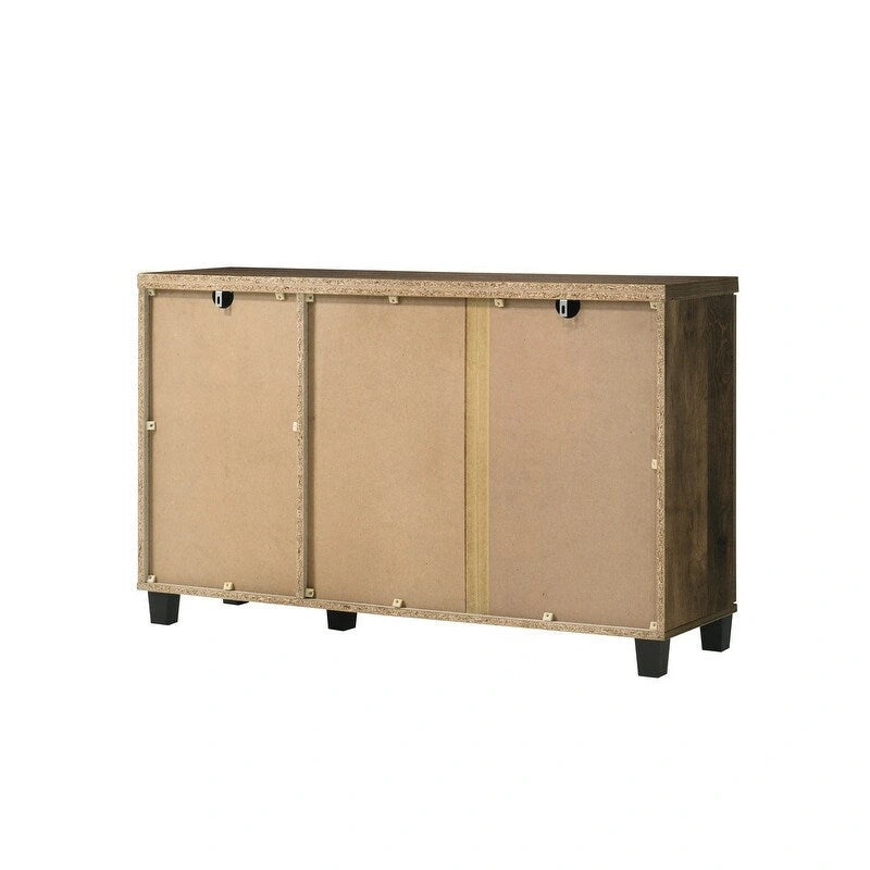 45-Inch 3-Door Shoe Cabinet – Brown / Grey, Modern Style, 6 Adjustable Shelves
