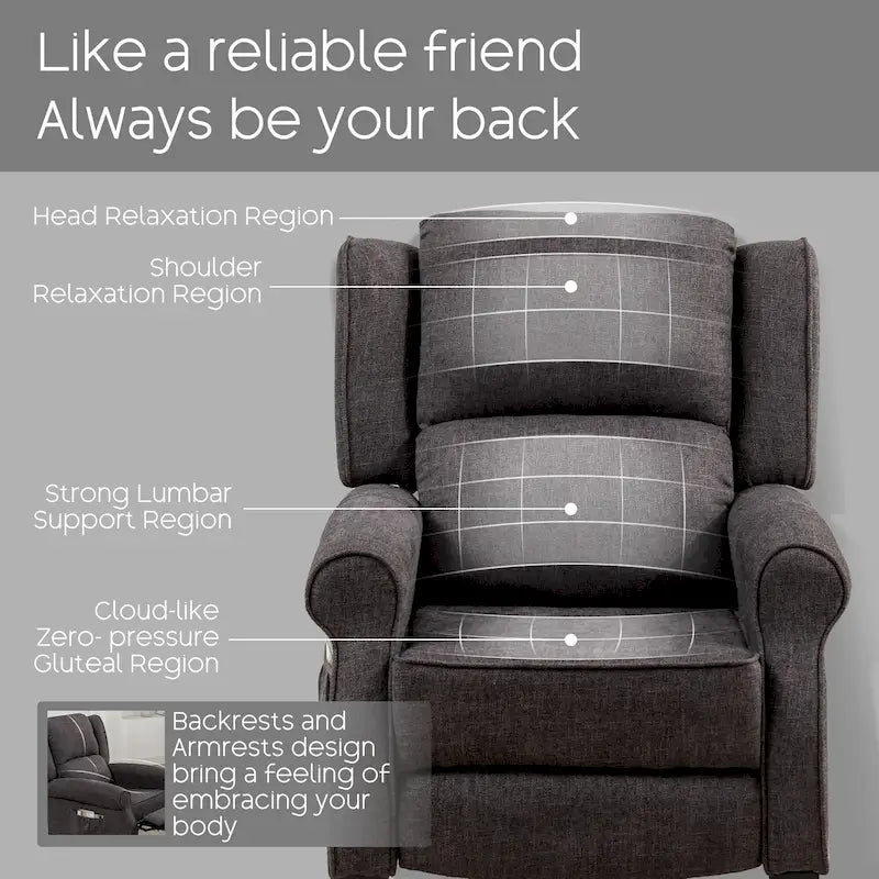HOMYKA Polyested Upholstered Pushback Recliner Accent Chair Wingback Armchair