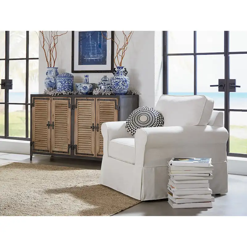 Arm Chair with Removable Washable Slip Cover – Solid Wood Frame, 3 Colors