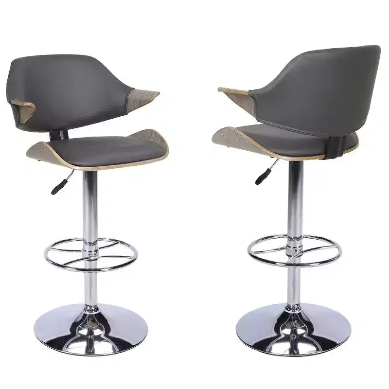 Curved Back Pneumatic Adjustable Bar Stool, Height-Adjustable Swivel Seat