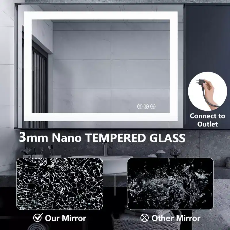 Bathroom Mirror Dual Light Source Three Lighting Modes