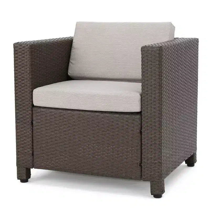 Christopher Knight Home Puerta Outdoor Wicker 4 Seater Chat Set with Cushions