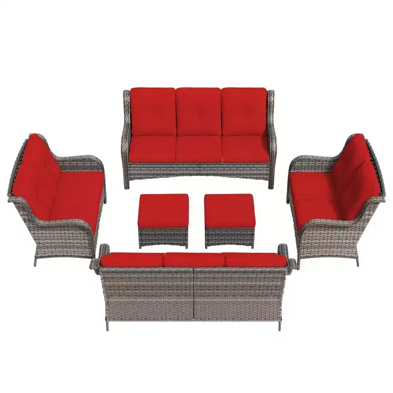 UPTIOT 6 Pieces Outdoor Wicker Sectional Sofa