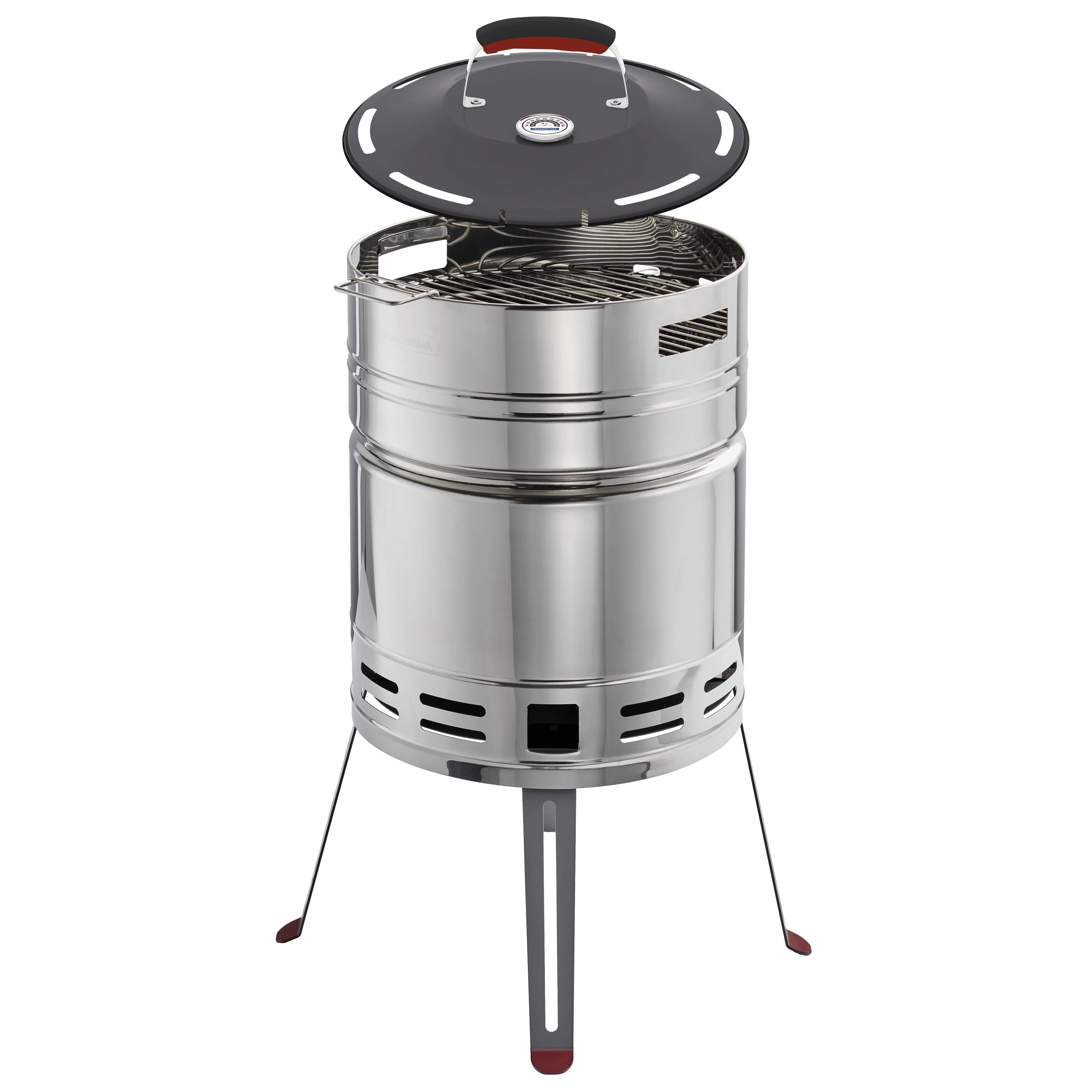 15.5 Inch Stainless Steel Round BBQ Charcoal Grill with Lid