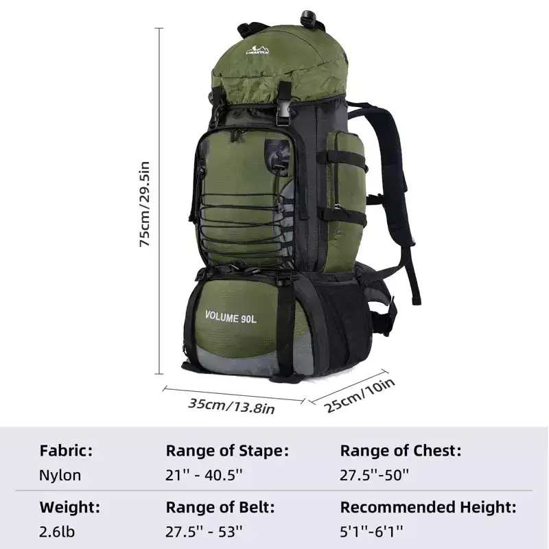 Narwey 90L Hiking Backpack, Camping Travel Backpack