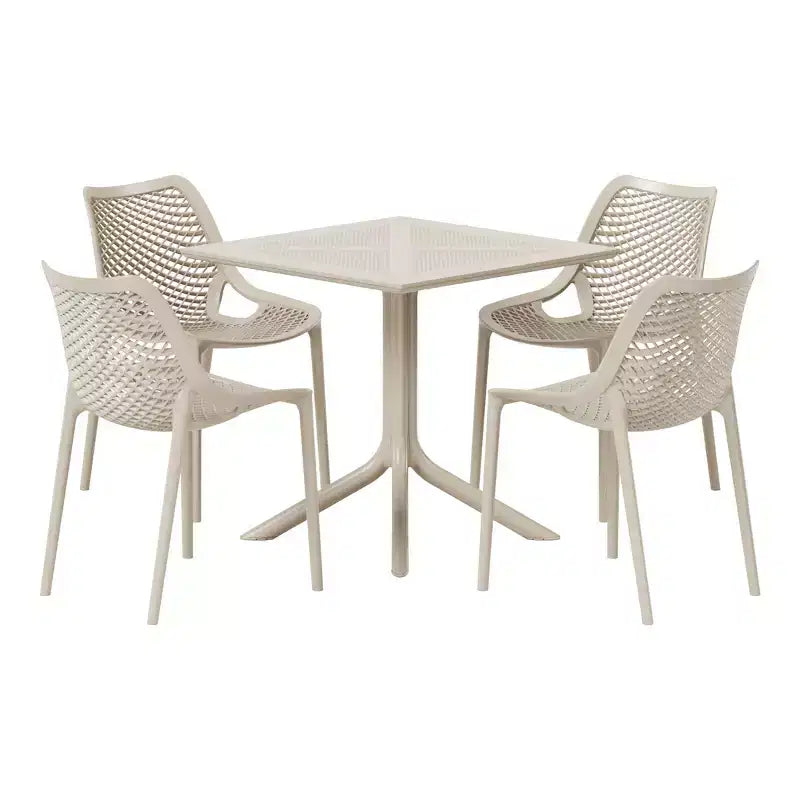 WestinTrends Playa 5-Piece Modern Square Patio Dining Table Set with Stackable Patio Dining Chairs