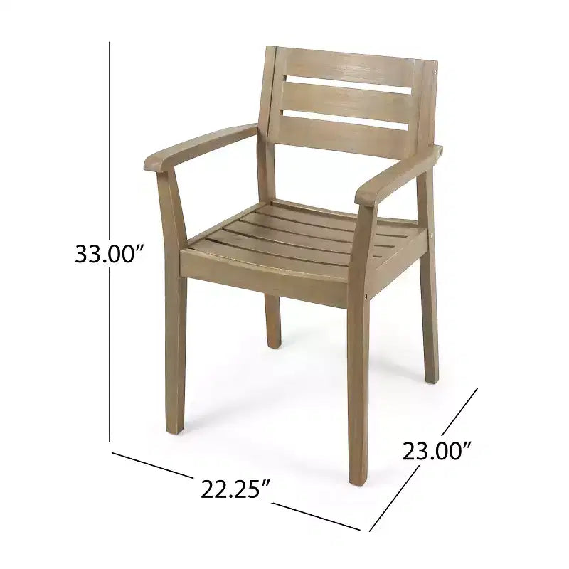 GDFStudio Brigitte Outdoor 5 Piece Rustic Acacia Wood Dining Set