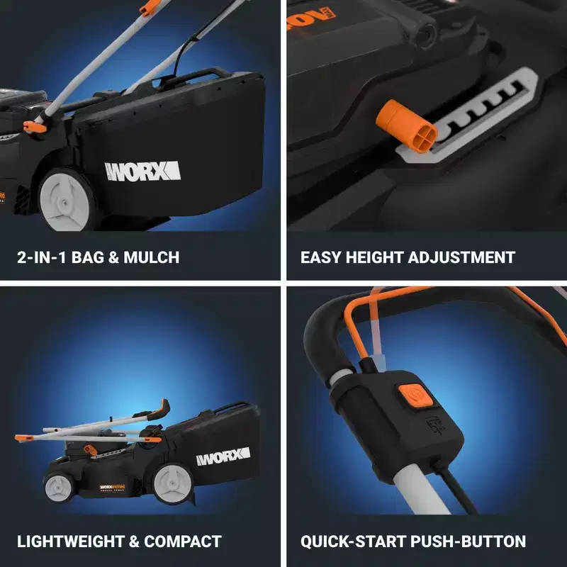 Worx Nitro WG737 40V 16 Cordless Push Lawn Mower with Brushless Motor (Batteries & Charger Included)