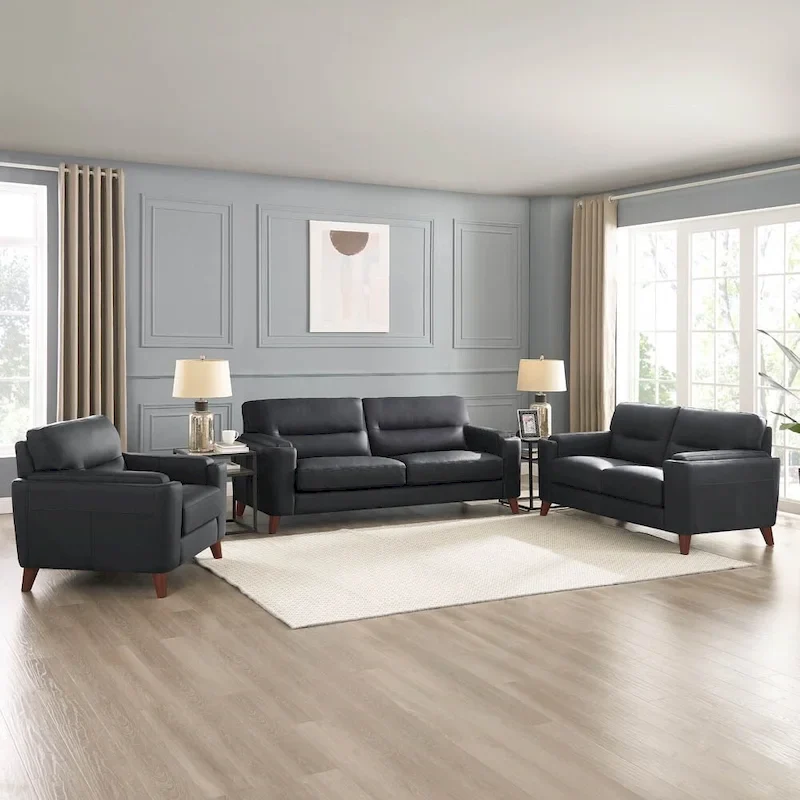 Hydeline Elm Top Grain Leather Chair With Feather, Memory Foam and Springs