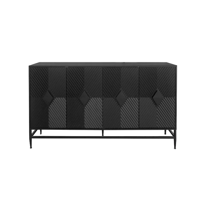 Accent Lacquered 4-Door Wooden Sideboard Buffet Server Cabinet