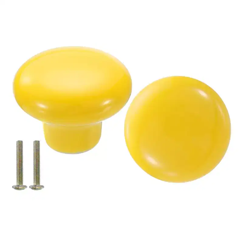 Unique Bargains Round Ceramic Drawer Knobs with Screw for Cupboard Wardrobe 2 Pcs