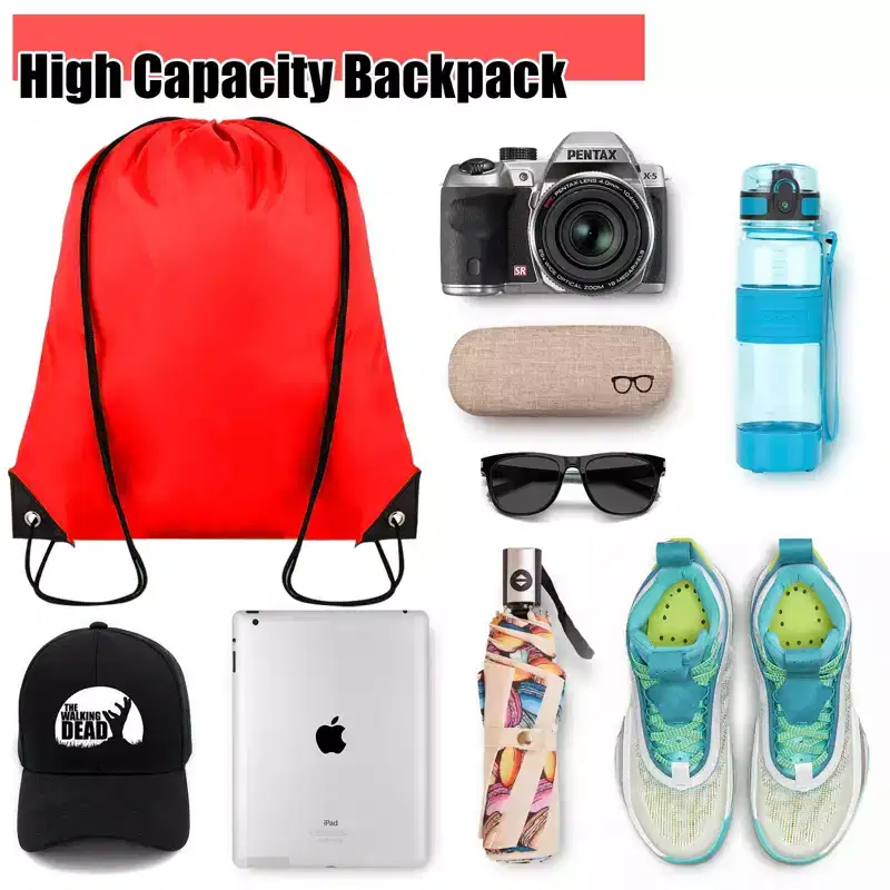 Narwey 60 Pieces Drawstring Backpack Bulk Cinch Sackpack Ployster Drawstring Bags(Red)