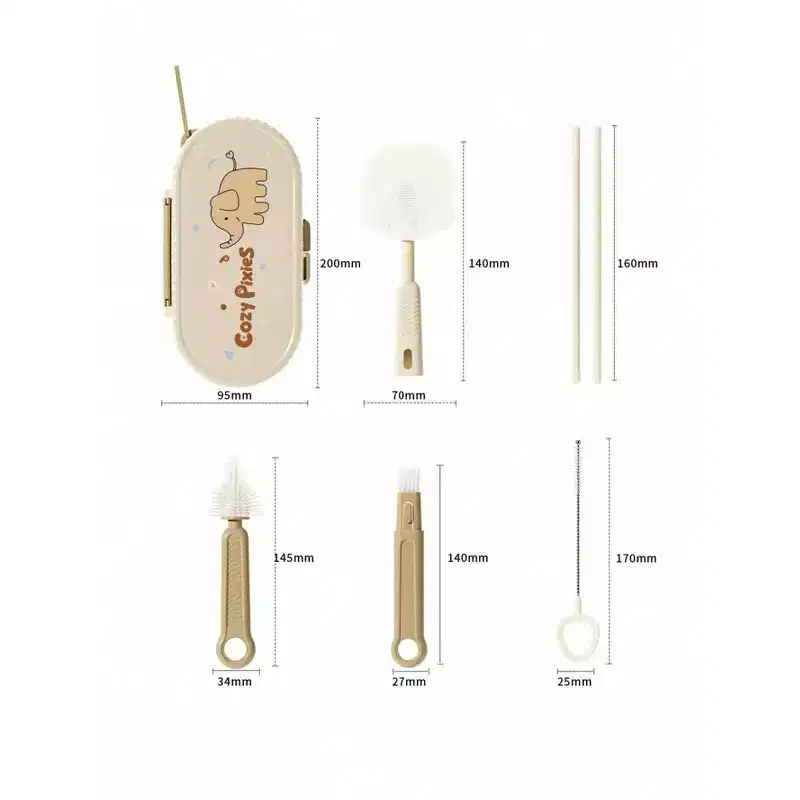 CPPSLEE Baby Bottle Feeding Accessories Portable Elephant Bottle Brush Set