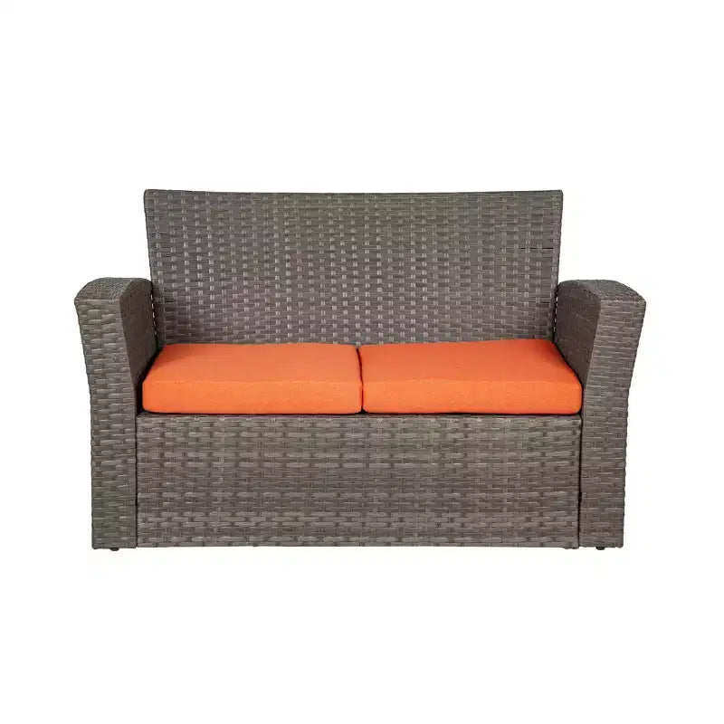 WestinTrends 4 Piece Outdoor Wicker Rattan Conversation Sofa set with Coffee table