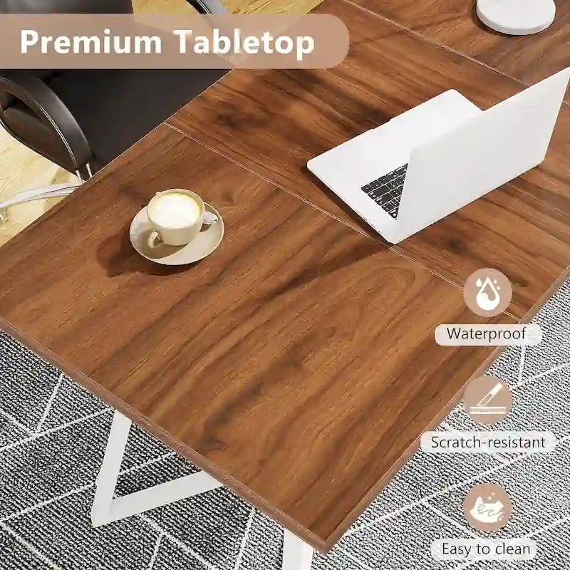 Dining Table – White & Gold / Brown / Grey, Faux Marble Top, Metal Frame, Adjustable Feet, Modern Style