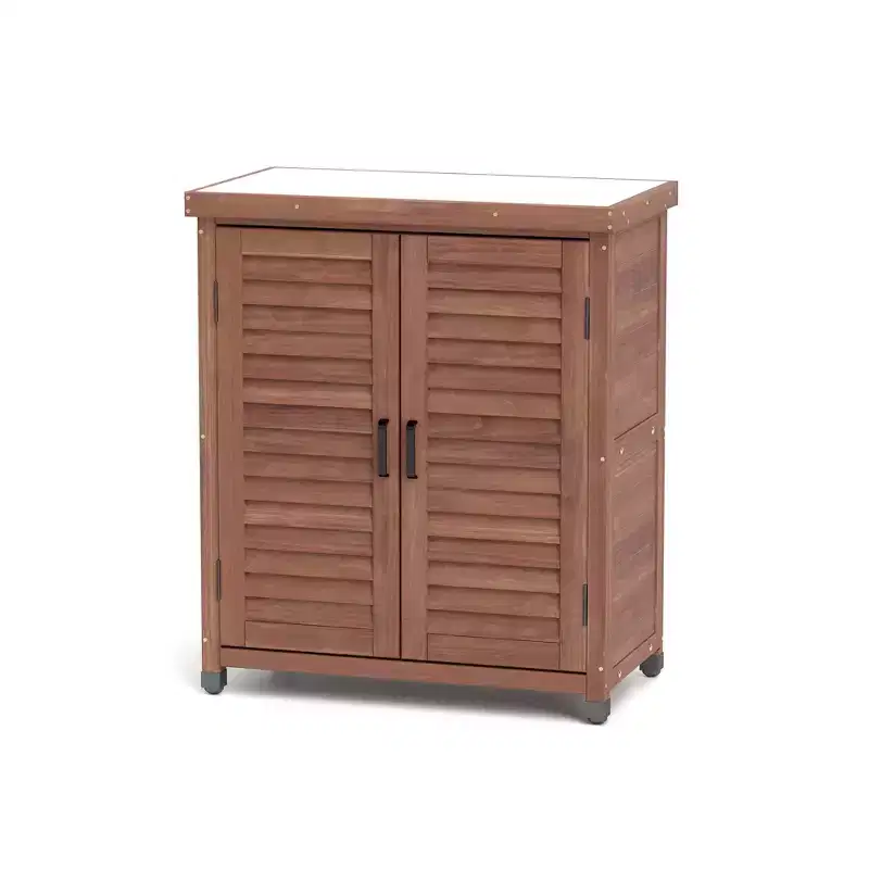 Whisen Potting Bench with Cabinet & Metal Top