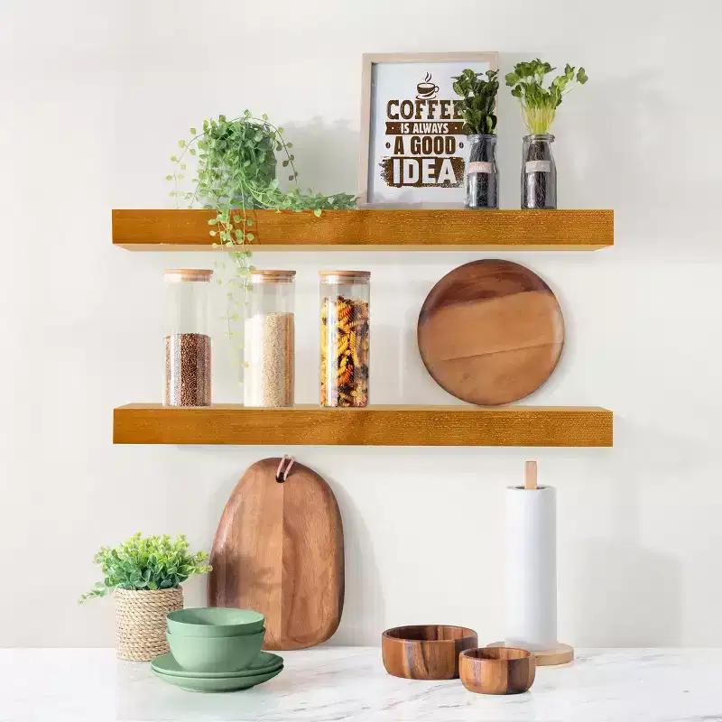 Sorbus 2 Pack 24 Solid Wood Floating Shelves - for Bathroom Decor, Books, Bedroom & Living Room