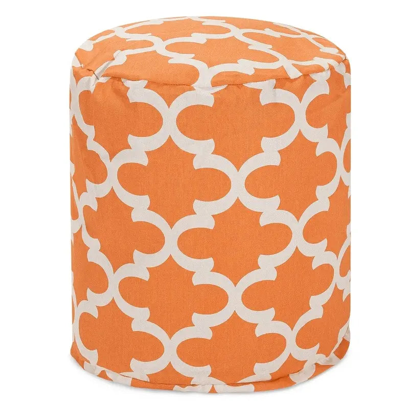 Indoor & Outdoor Ottoman Pouf &ndash; Orange / Blue / Green / Grey, Trellis Pattern, Seats 1