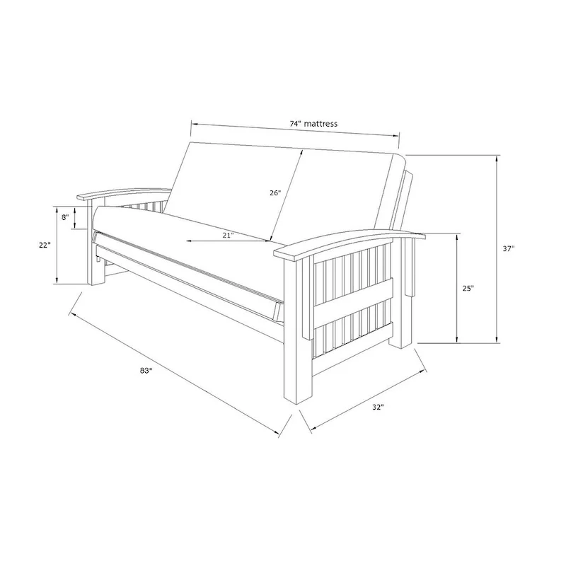 Washington Full-size Futon Frame with Mattress