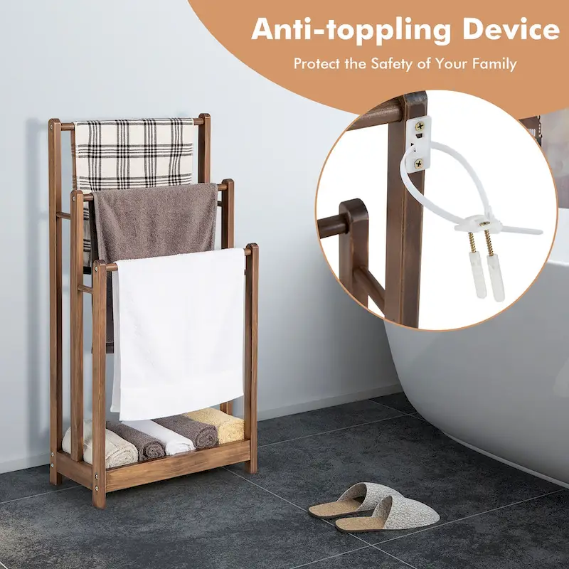 3-Bar Freestanding Towel Rack w/ Bottom Storage Shelf