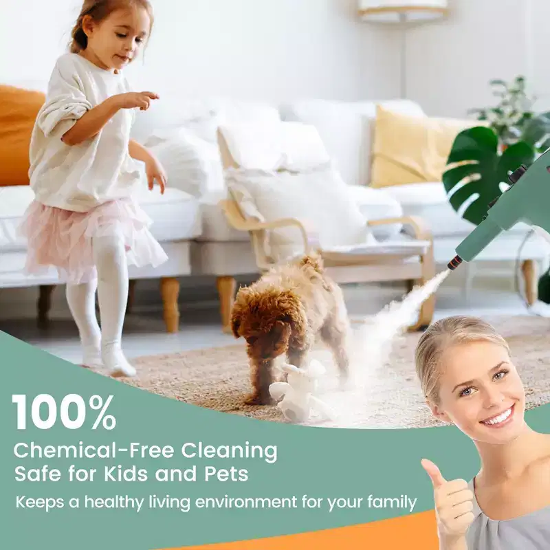 Costway 1400W Multipurpose Handheld Steam Cleaner Steam Mop with 14 Accessories Blue/Green