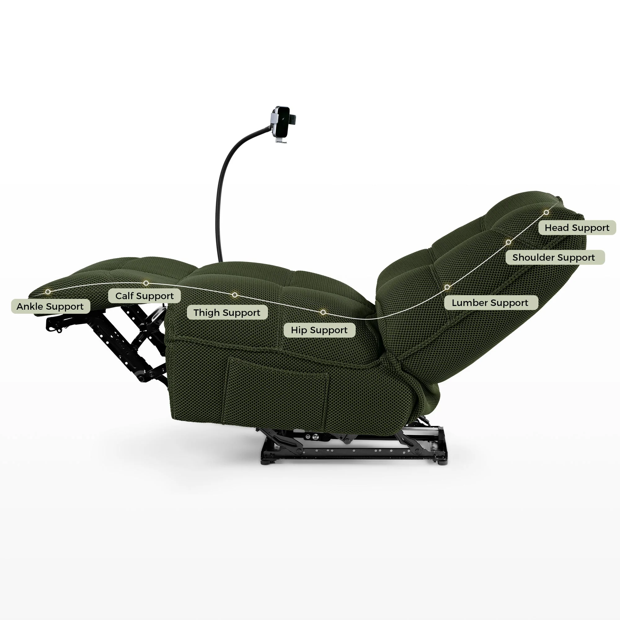 Recliner with Wireless Charging and USB Port