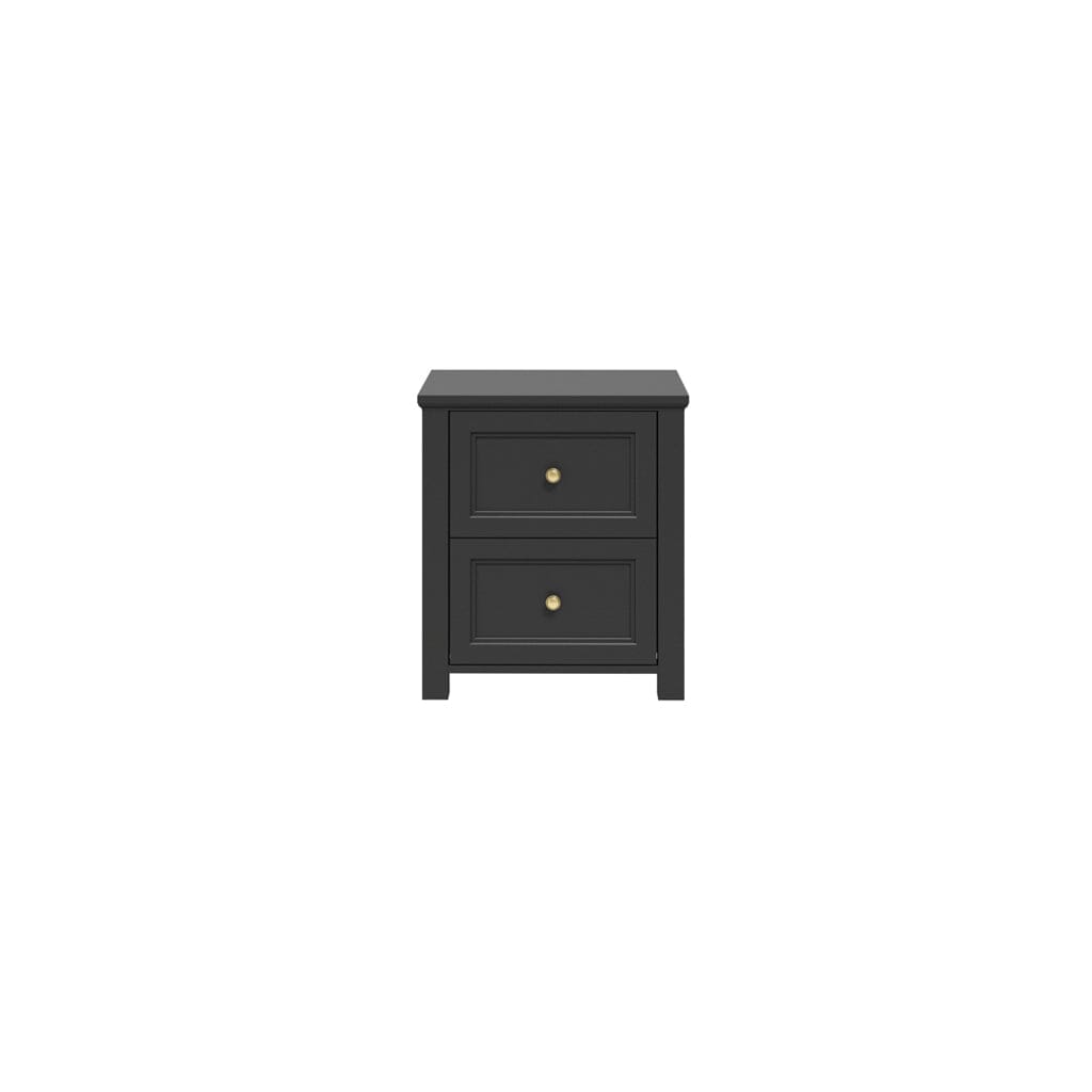 Black 2 Drawer Bedside Table with Gold Handles