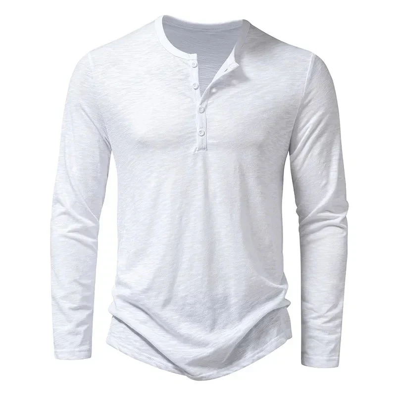 Men's Shirt ¡ª Long Sleeve Crew Neck Button Placket