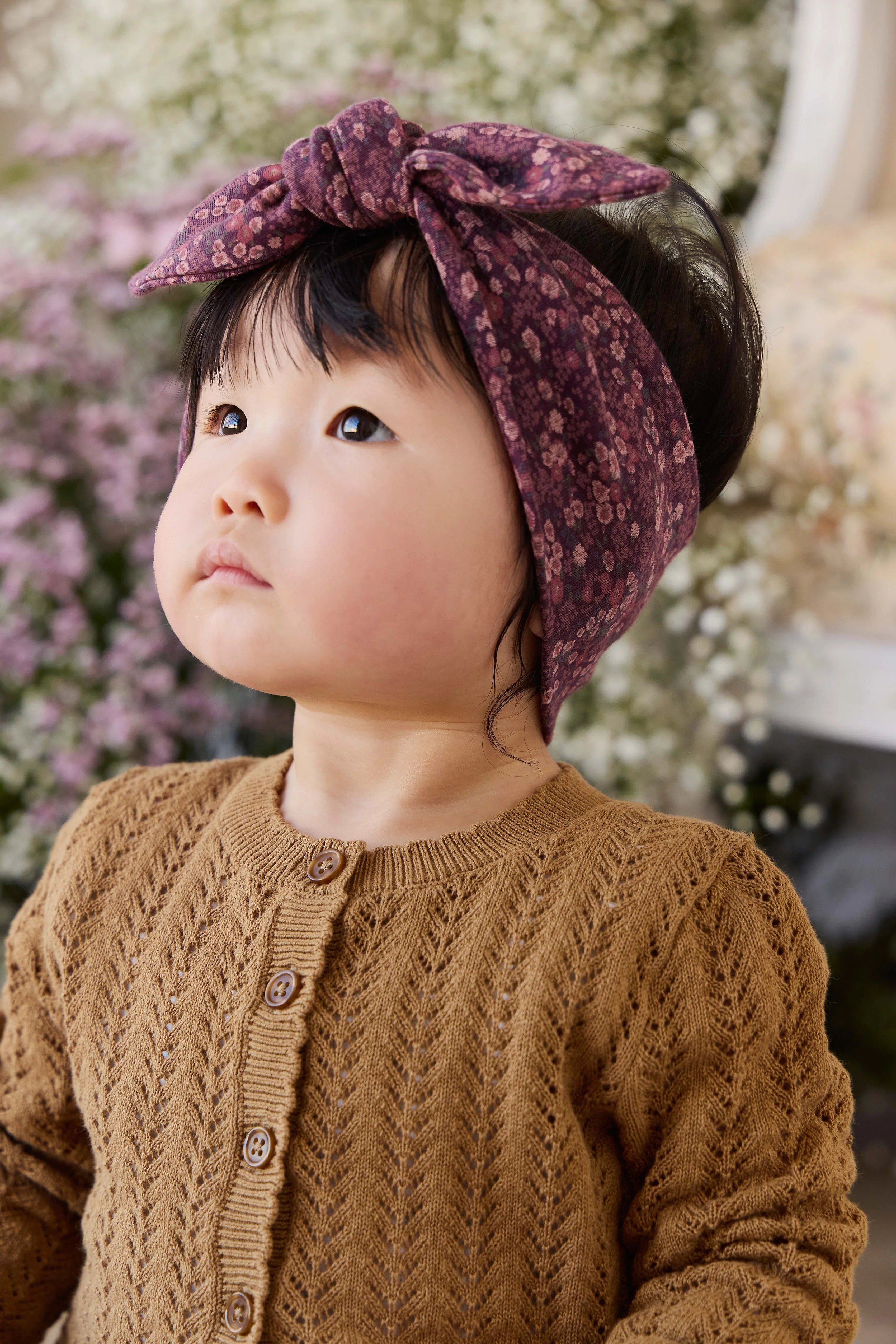 Delicate Fig Floral Organic Cotton Headband with Gentle Stretch for Baby & Child Hair Accessories