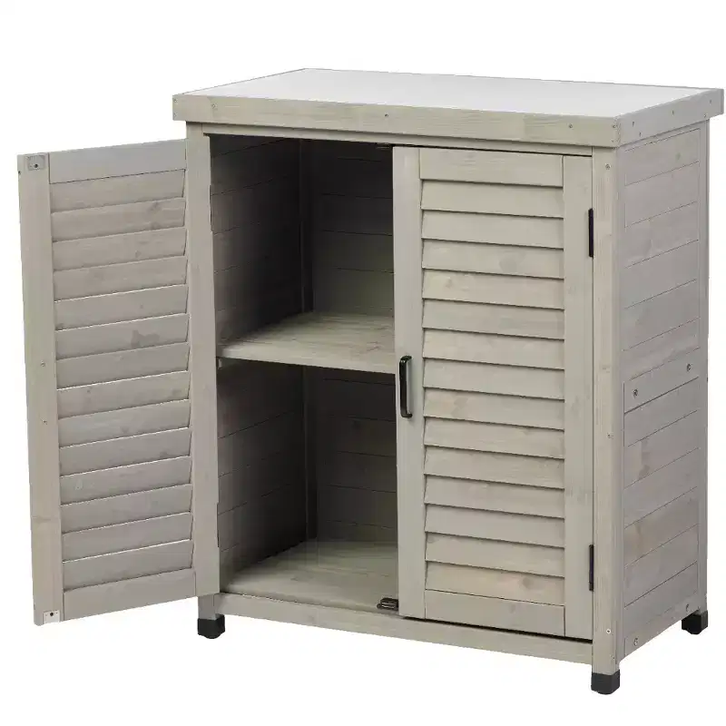 Whisen Potting Bench with Cabinet & Metal Top