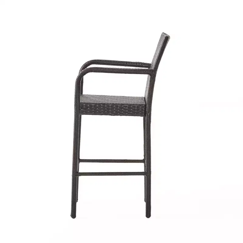 GDFStudio Barnby Outdoor Wicker and Iron 3 Piece Bar Set