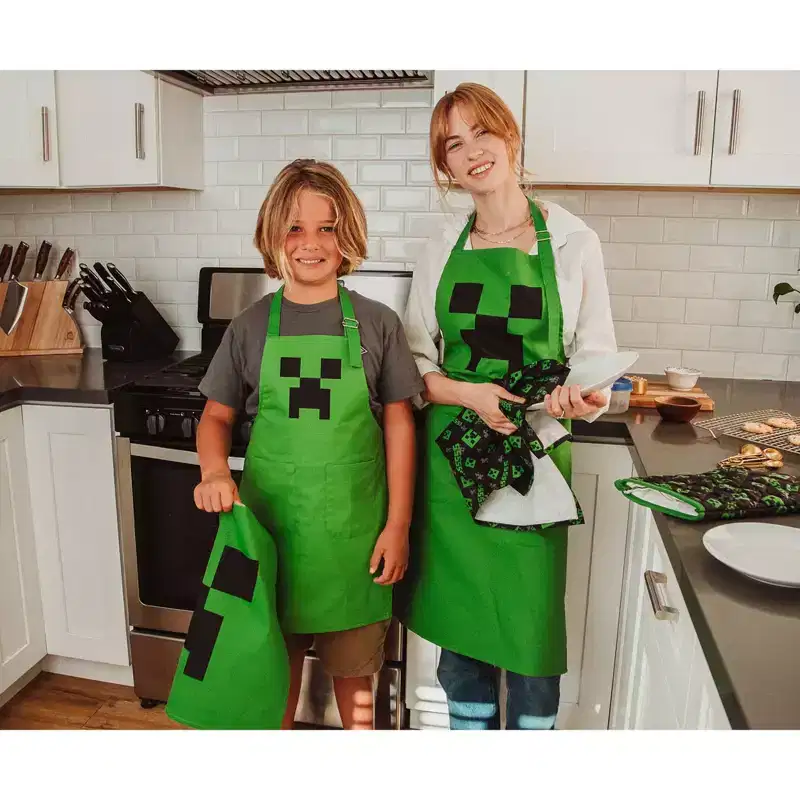 Ukonic Minecraft Green Creeper Youth Kitchen Cooking Apron