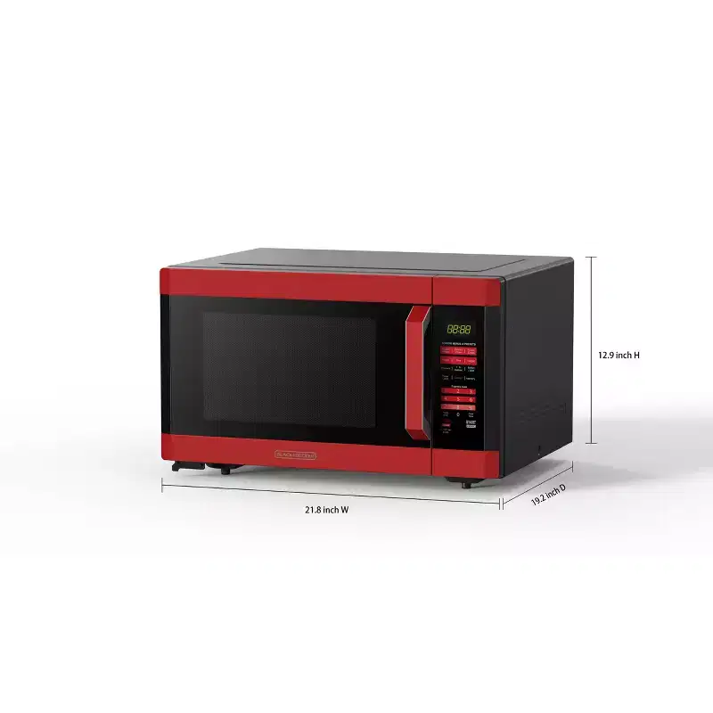 BLACK+DECKER 1.6 cu ft 1100W Microwave Oven - Red: Countertop, Child Lock, 6 Programs, Turntable, 1 Year Warranty