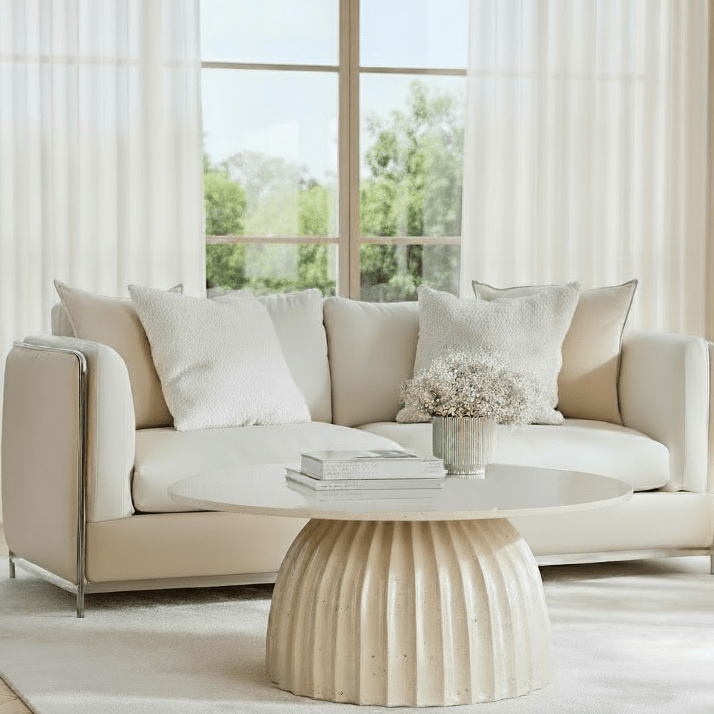 Beige Round Coffee Table