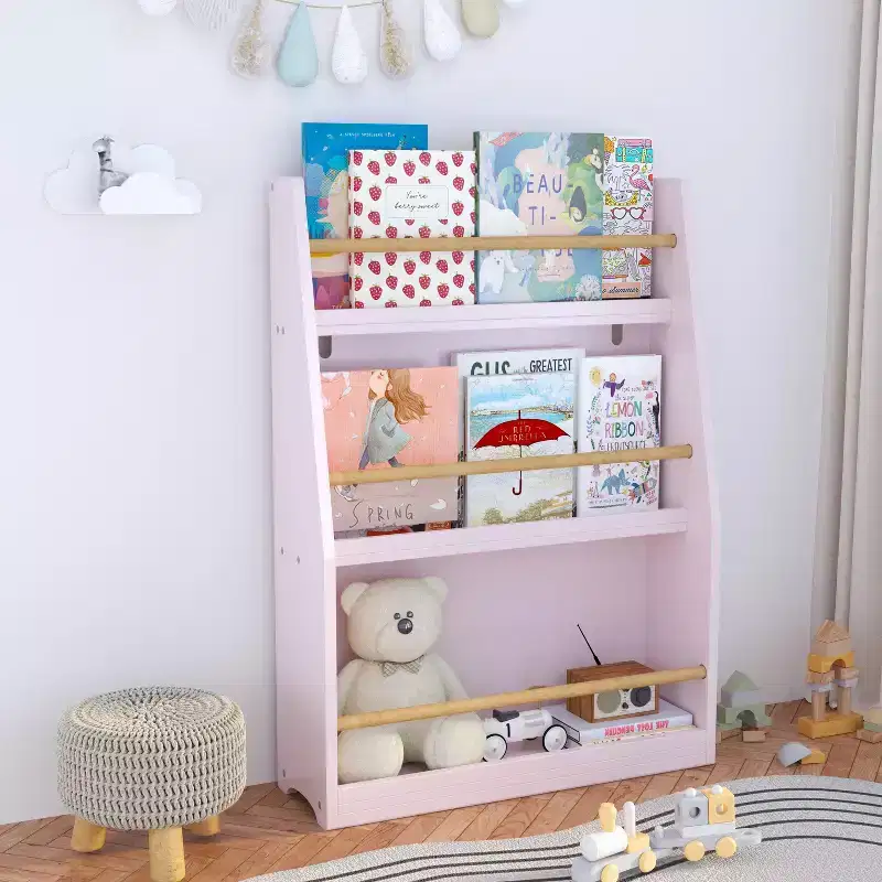 3-Tier Kids Bookshelf – Pink