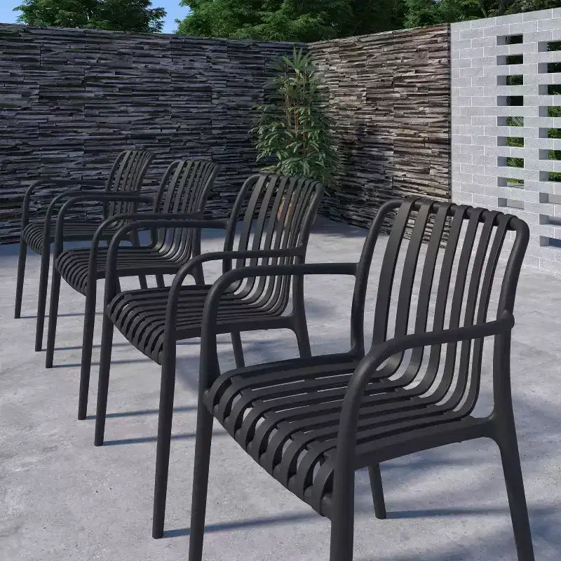 Amazonia Beijo 7pc Rectangular Outdoor Patio Dining Set Black