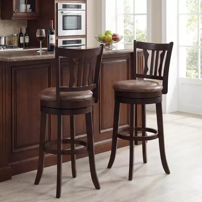 Costway 30 Bar Height Swivel Bar Stools Set of 2 w/Back & Faux Leather Seat