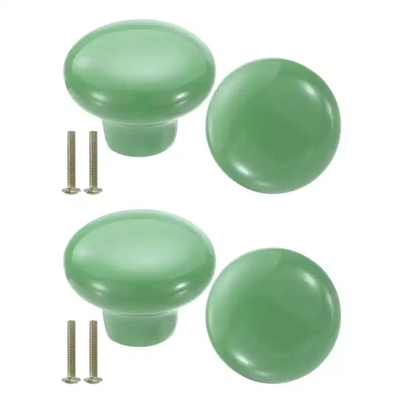 Unique Bargains Round Ceramic Drawer Knobs with Screw for Cupboard Wardrobe 4 Pcs