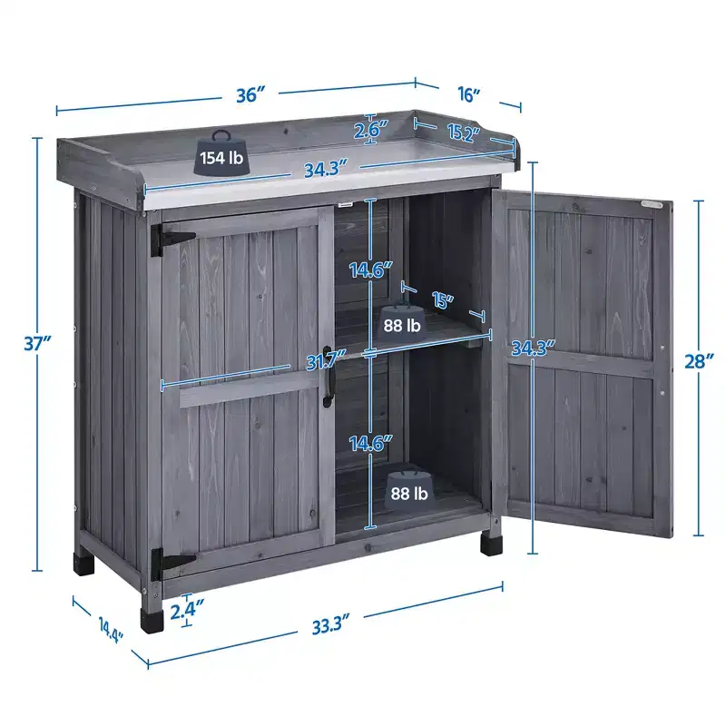 Yaheetech Outdoor Garden Potting Bench Table with Cabinet