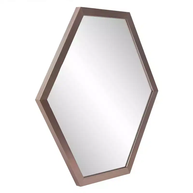 Howard Elliott Graphite Foil Framed Hexagonal Wall Mirror: Modern Decor, Polystyrene Frame, 30x27.5"