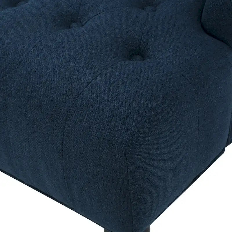 Upholstered Wingback Chair – Blue / Navy / Silver / Green, Button-Tufted Diamond Stitch, Birch Legs, Seats 1