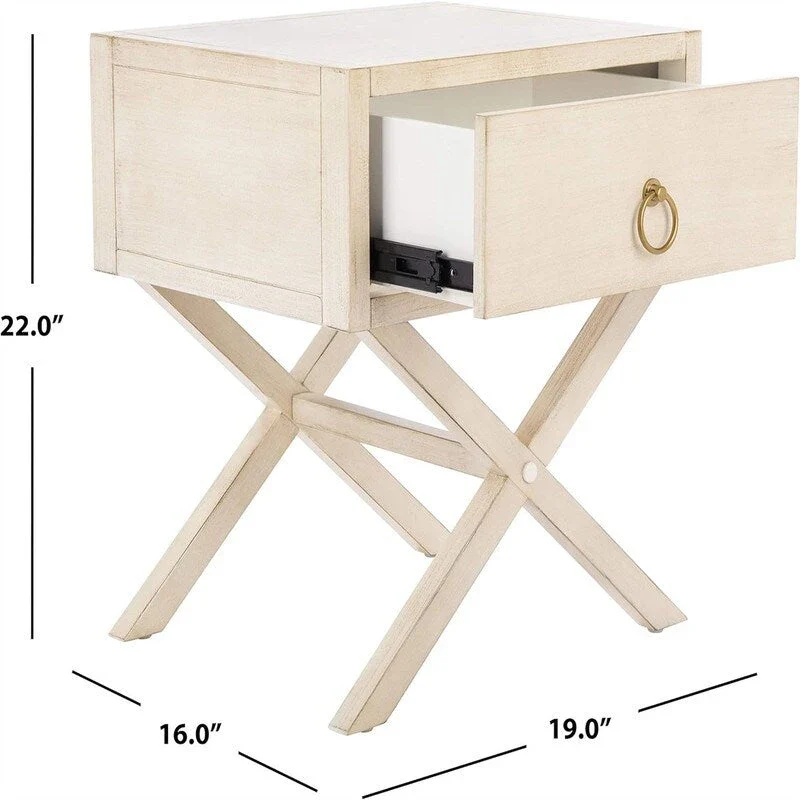 Navy and Gold 1-Drawer Nightstand | Glam Style Bedside Table