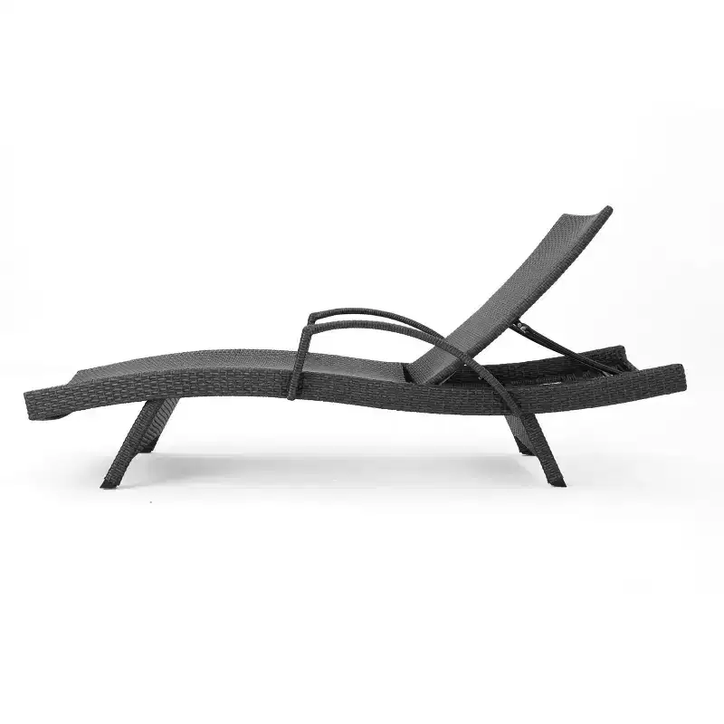 GDFStudio Olivia Outdoor Wicker Folding Adjustable Chaise Lounge and Table Set