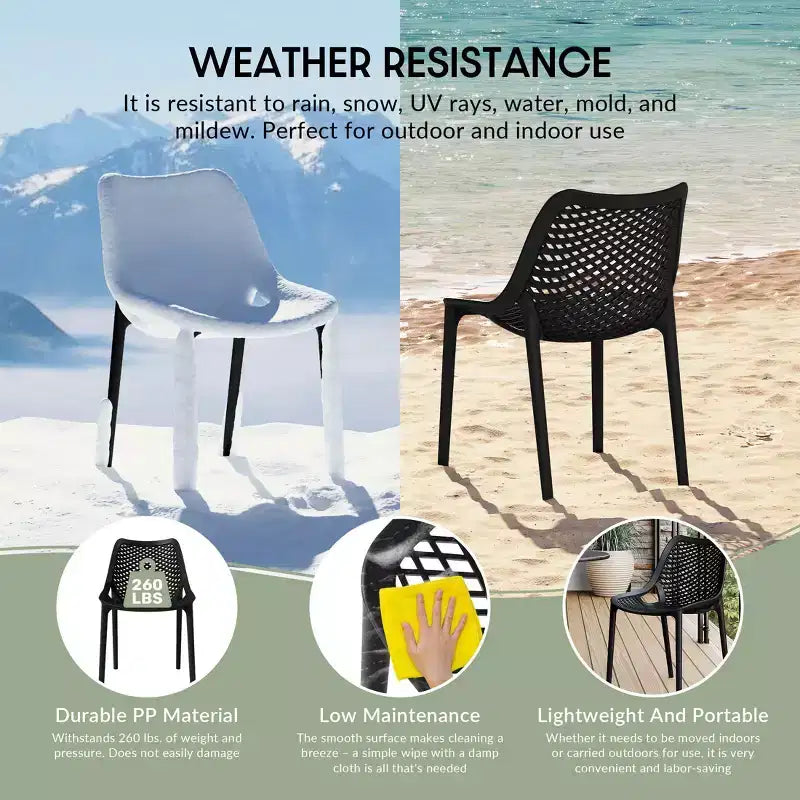 WestinTrends Playa 5-Piece Modern Square Patio Dining Table Set with Stackable Patio Dining Chairs