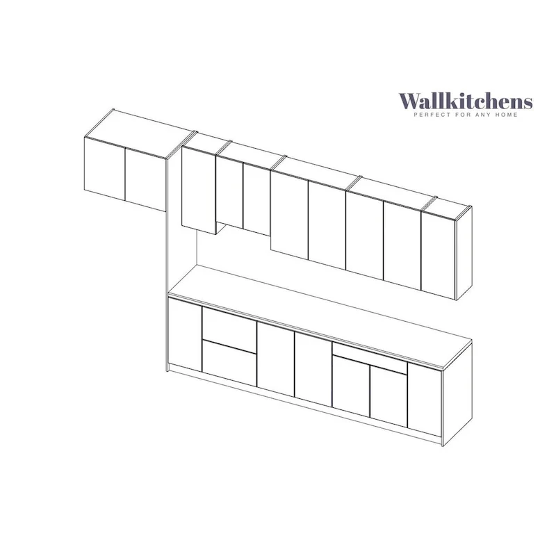 Kitchen White Matte Base Cabinet, 13 Ft Wide - 157 x 24
