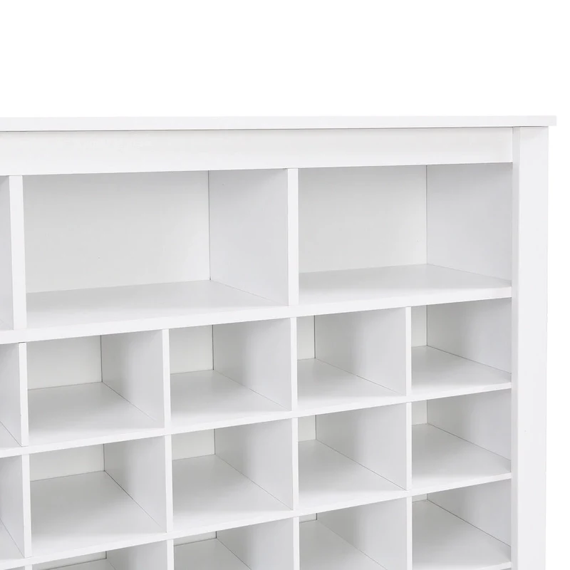 24-Cubby Shoe Cabinet with Curved Base, Versatile Sideboard