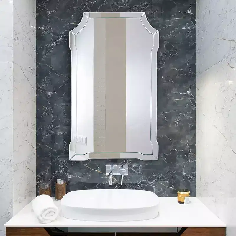 Howard Elliott 40"x24" Claudette Rectangular Beveled Wall Mirror with Mirrored Frame