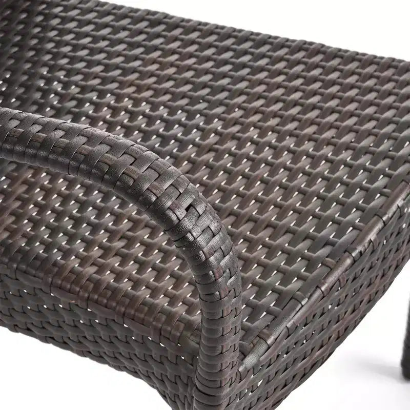 GDFStudio Slate 7 Piece Outdoor Wicker Dining Set with Stacking Chairs